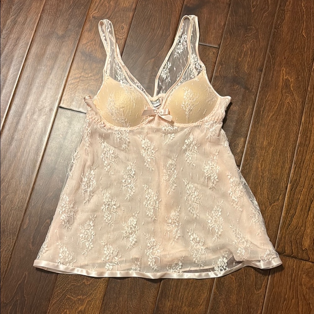 Cream Lace Chemise with Sheer Flowy Design